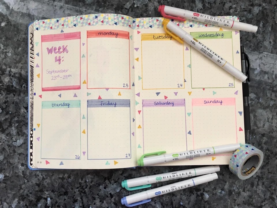 Zebra Mildliner Highlighter in verschiedenen Pastell-Farben: Violett, Pink, Grün und Orange