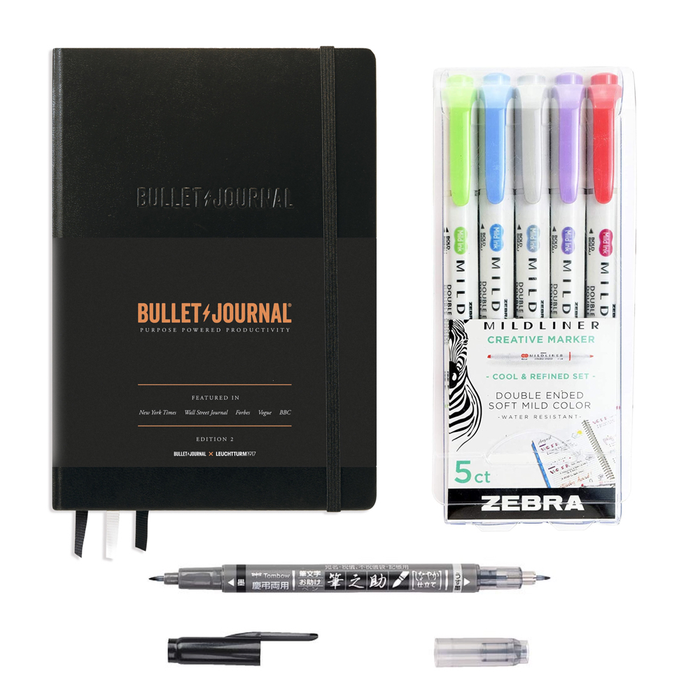 MeinStift - Bullet Journal Einsteiger Set mit Buch und Stiften - Black
