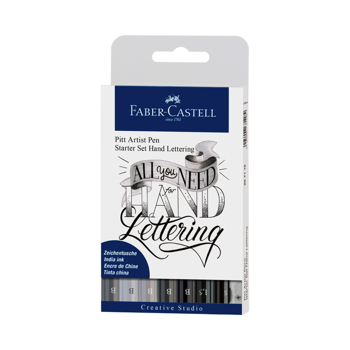 Faber Castell - Starter Set Hand Lettering 9-teilig schwarz-weiss