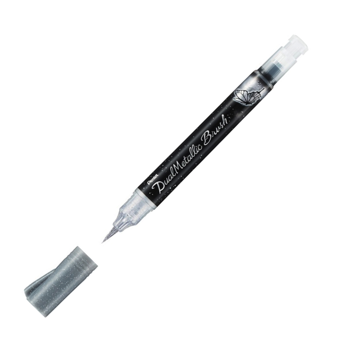 Pentel - Dual Metallic Brush Pinselstift Silber